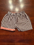 Southern Sass Smocks Reversible shorts brown/white and orange/white 3T/3