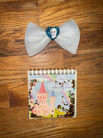 Disney Frozen Elsa hair clip barrette and glitter top color and sticker notepad Hair Accessories