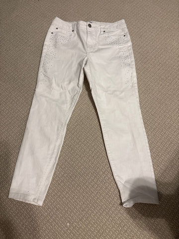 D jeans White jeans with rhinestone Women's 10
