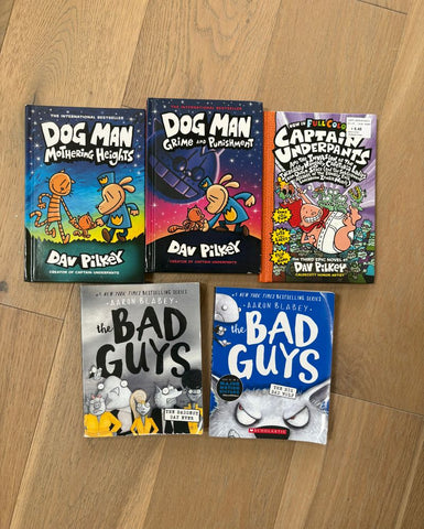 Various Captain underpants, dog man and bad guys Youth Chapter Book