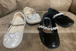 Dream Pairs Silver Sparkle with light wear and Black Patent Pearl Dress Shoes 6 (Lil' Kid)