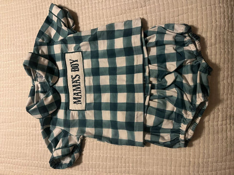 TSB The Smocked Bear Mamas Boy Bubble Set VGUC light pilling 12 Months