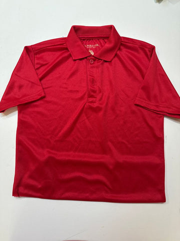 US POLO ASSN red collared dri fit type material shirt size 10/12 10