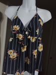 Guess Navy tank with white stripes and flowers Women's - M