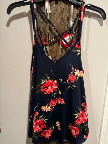 Blue floral silk tank From stitch fix Women's - M