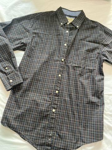 Haggar Black button up with white/orange/brown Men's - S