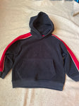 Gap Fleece Pullover, black red stripe down arms 4T/4