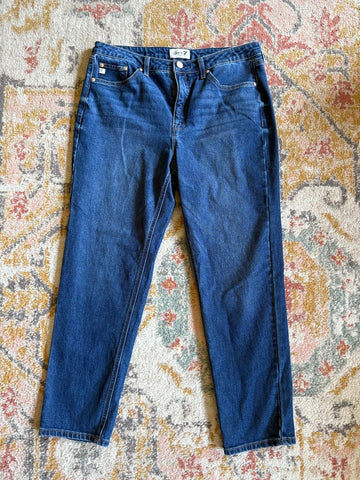 Seven7 Dark blue straight leg jeans with stretch Women's 12