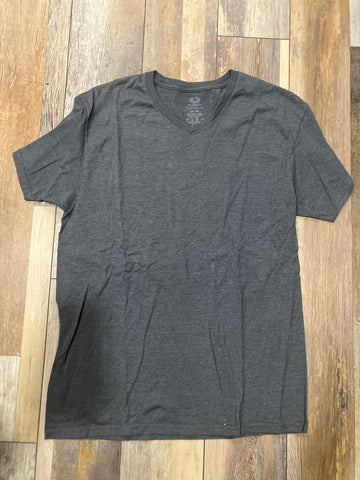 Gray V neck t-shirt Fruit of the Loom, size Medium Men's - M