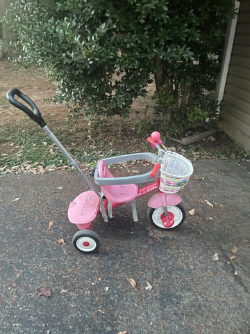 Red Rider Pink Tricycle with safety band and added basket and horn GUC Miscellaneous