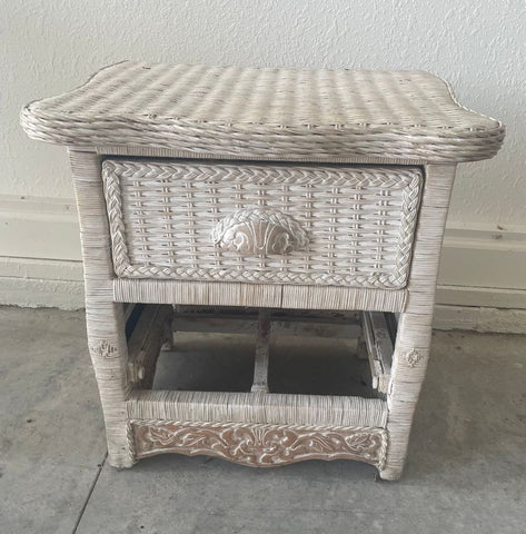Unknown Wicker Side Table missing drawer and repainting Furniture