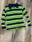 Collar w/buttons-Nav blue bright green long sleeve shirt 14