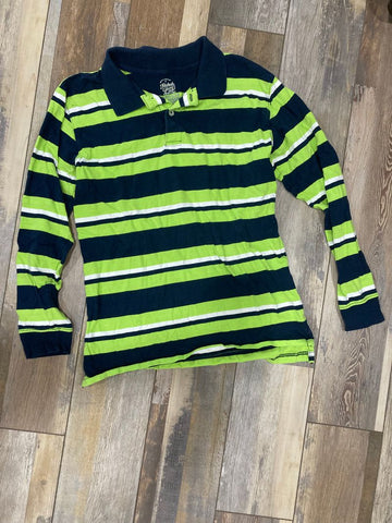 Collar w/buttons-Nav blue bright green long sleeve shirt 14