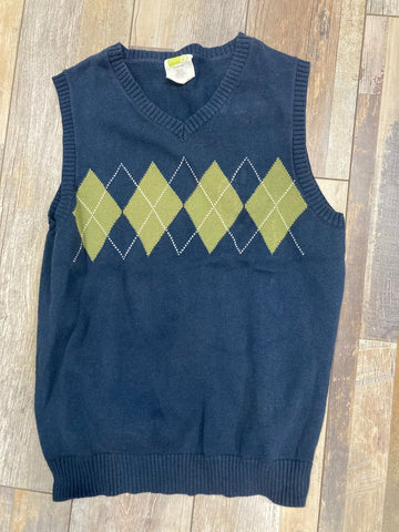 Crazy 8 sweater vest Blue with sage green diamonds SIZE 10-12 10