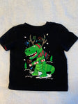 Unknown Black shirt with green Dino w antlers and Christmas lights 12 Months