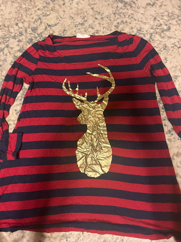 Peach love Gold reindeer tunic Women's - L