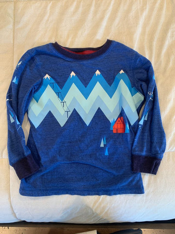 Cat and Jack Blue long sleeve ski resort with characters on sleeve 4T/4