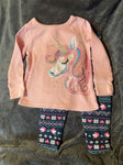 Garanimals Pink Flannel Unicorn Shirt and Fleece Pant Set 2T