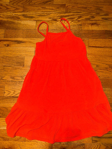 Old Navy M orange ribbed dress POCKETS small spots may wash Halloween 8
