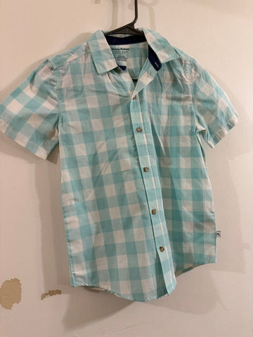 Tommy Bahama Teal white short sleeve button up 10