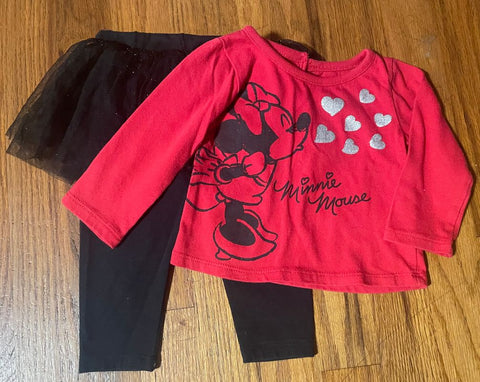 Disney Baby Red and Black Minnie Mouse Outfit 12 Months
