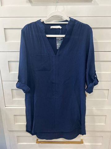 Lush Navy gauzy coverup dress, new Women's - S