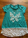 Btween 7-8 small teal cotton tunic lace detail 8