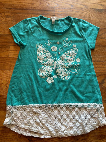 Btween 7-8 small teal cotton tunic lace detail 8