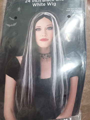 NEW Black & White 24 inch Wig Miscellaneous