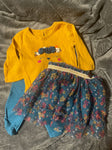 Wonder Nation Turquoise and Mustard Fox Flower Set 0-3 Months
