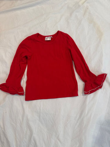 One Posh Kid Red ruffle sleeves shirt 6T/6X