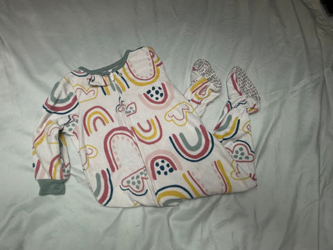 Carters Sleeper EUC rainbow, green and white 24 Months