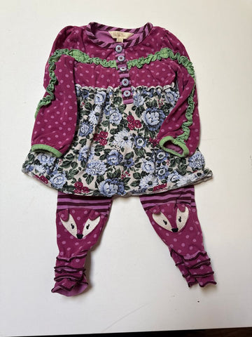 Matilda Jane 18-24 mo purple floral top w matching pants. Some discolor on fox 18 Months