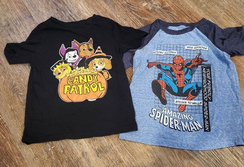 multiple 1 paw patrol, 1 spiderman ss shirt 4T/4