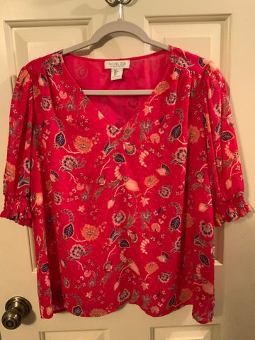 Rachel Zoe Red Print Blouse Women's - L