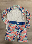 Ocean coast Coral/blue Swim set GUC 2T
