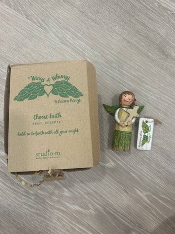Wings and whimsy new in Carved faith angel ornament Holiday