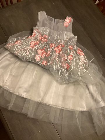 Formal Gray dress with pink flowers 8