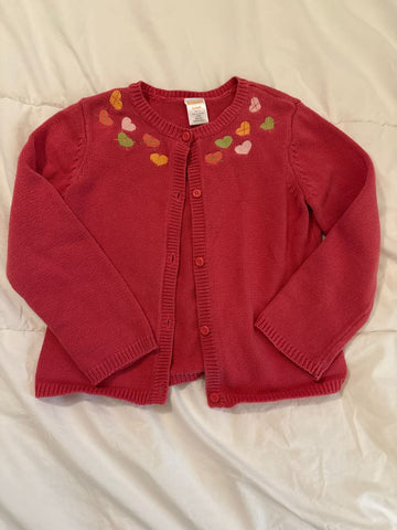 Gymboree Pink hearts cardigan 5T/5