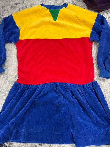 Vintage Primary crayon color velvet dress 7