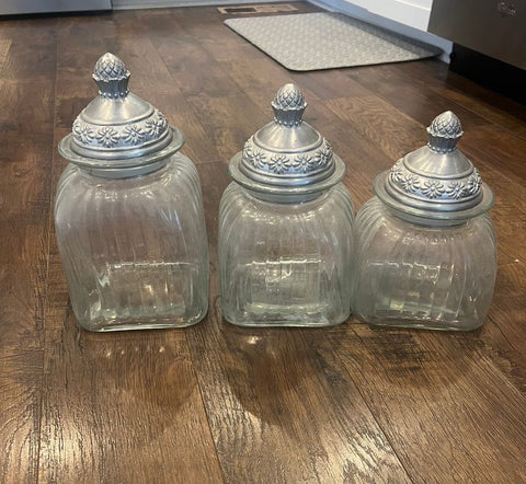 Glass canisters set of 3 canisters Decor