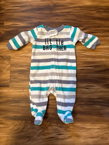 Child of Mine Newborn fleece grey white teal footed pjs 0-3 Months