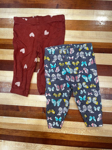 Carters 1-w/hearts, 1-w/butterflies 3-6 Months