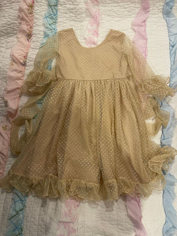 Think Pink Bows Champagne lace overlay dress 3T/3