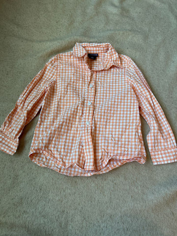 Cherokee Orang and white plaid button up shirt 4T/4