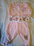 Duck Duck Goose Pink 2 piece with bunnies 3-6 Months