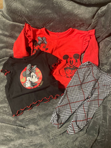 Disney Baby Minnie and Mickey Red Black and White Set 3-6 Months