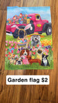 Garden Flag Pink truck with animals Decor