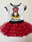 Disney Junior Minnie body T-shirt w skirt. Small stain near top of Minnie dress 2T
