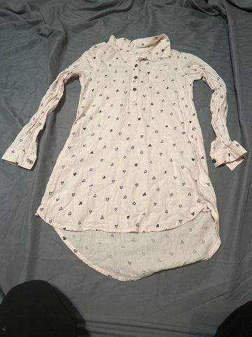 LOGG Long sleeve dress, pink with black small hearts 10